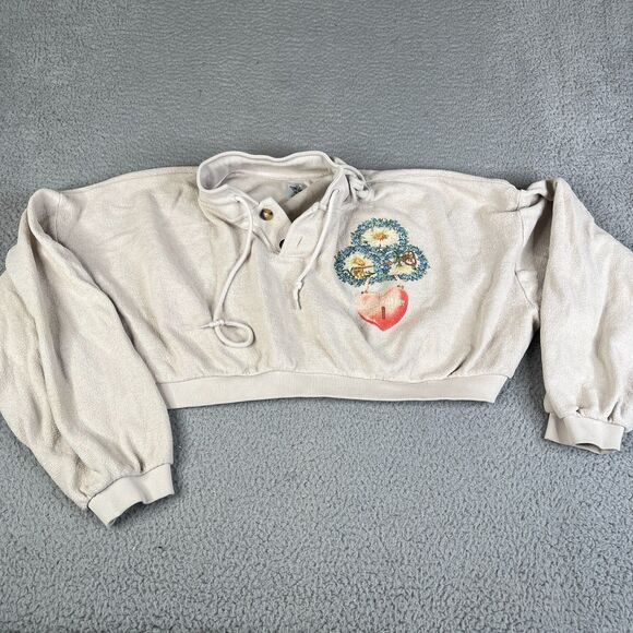 Boys Lie Other - Boys Lie Sweatshirt Womens L/XL Cropped Baggy Floral Angel Sweater Double Sided